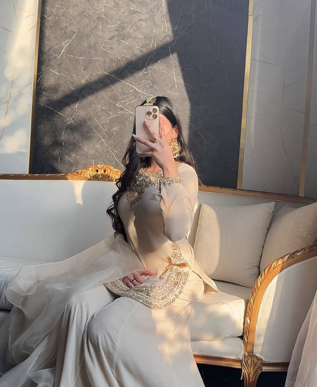 Luminous Ivory Zardozi-Crafted Suit